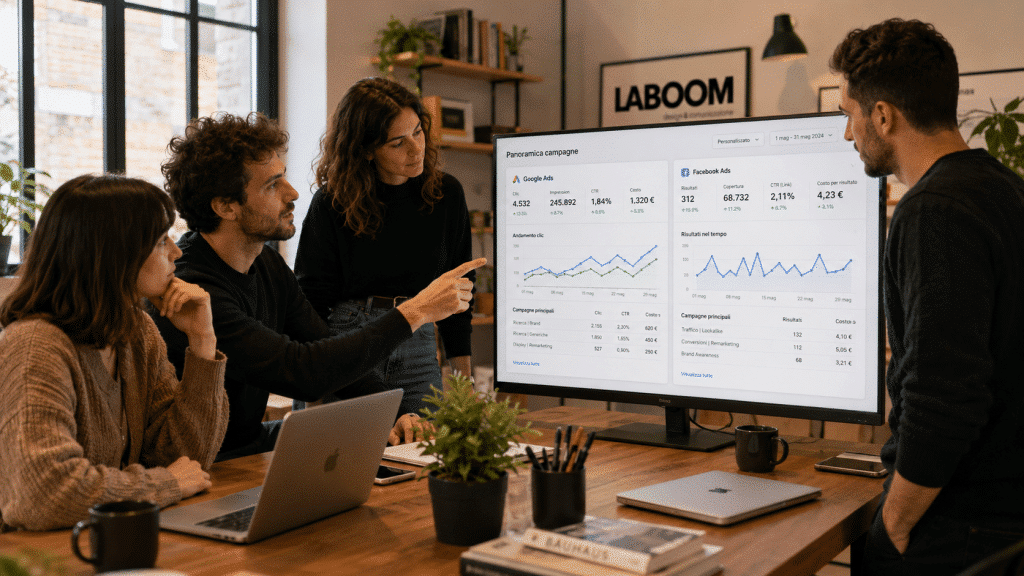 Immagine relativa a Meglio Google Ads o Facebook Ads? La guida per le PMI locali che vogliono investire bene per LABOOM Desig