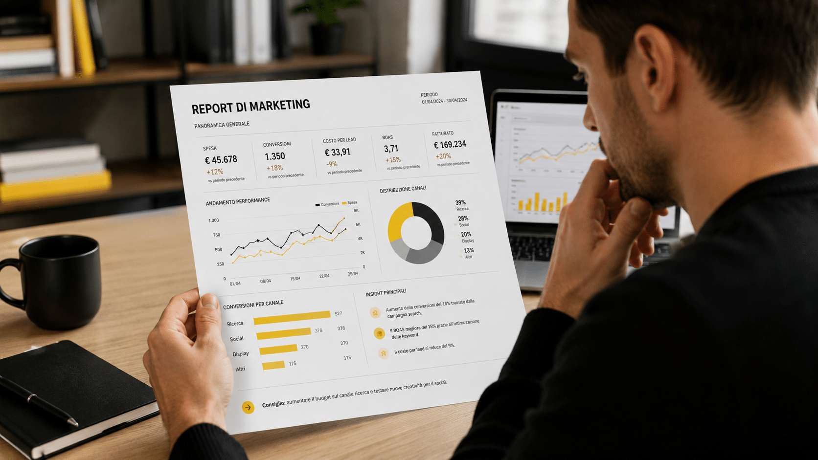 Analisi di un report marketing per interpretare i segnali della customer journey non lineare